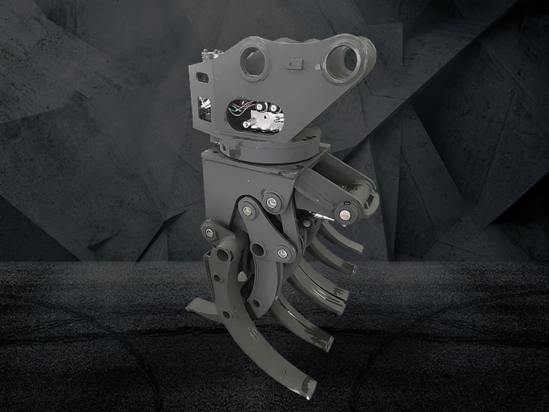 Excavator single cylinder wood grab